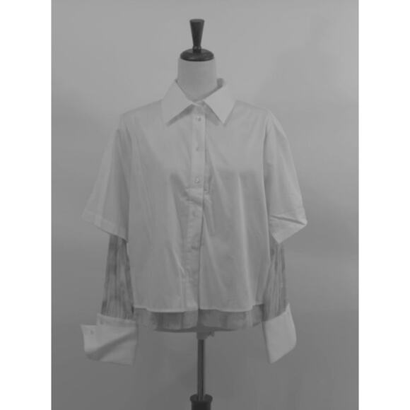 CONTESSA MILLS Sz M Medium White Sage Stripe Aradia Shirt NWT - Picture 9 of 12